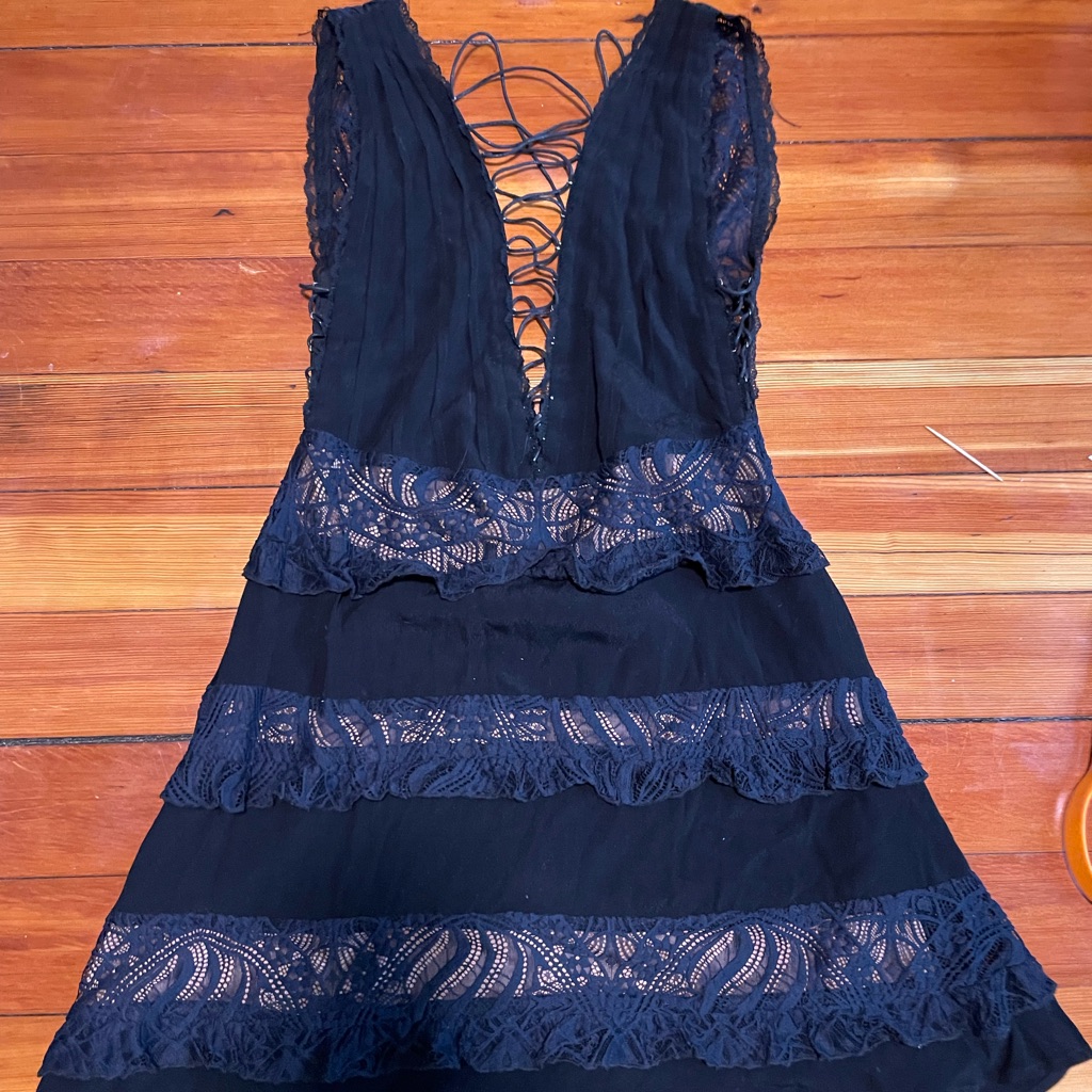 Black Lace Plunge Dress